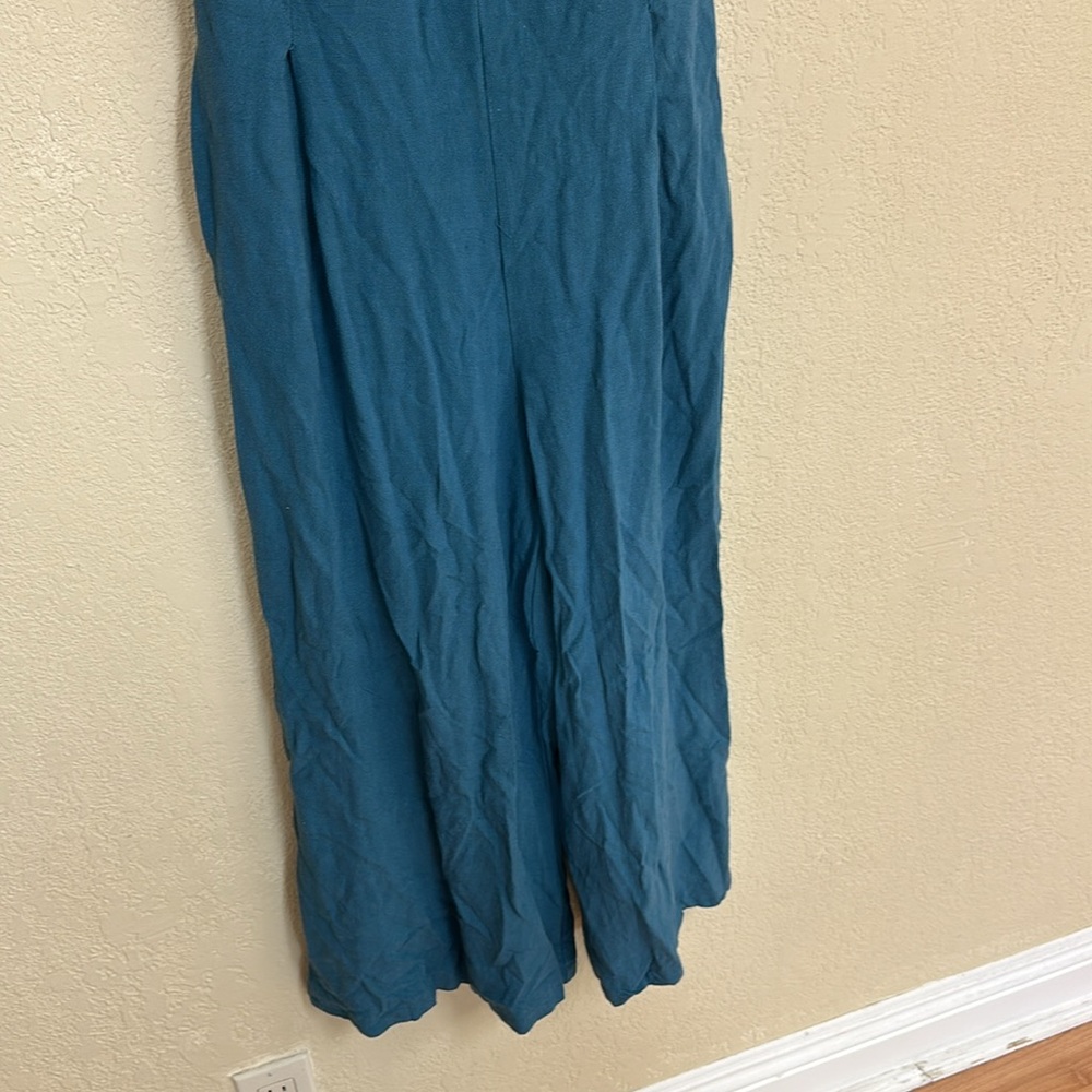 Boho womans wide leg Capri teal  Jumpsuit size M - Picture 5 of 5
